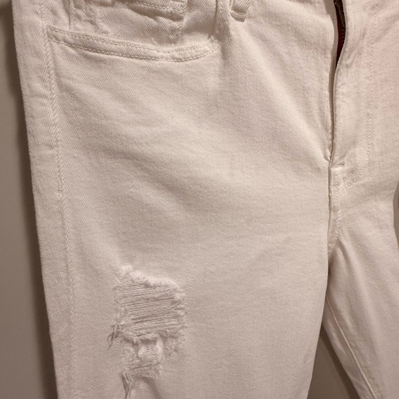 Etienne Marcel White Distressed Flare Jeans Raw Hem Cropped Quiet Luxury NWT - Picture 5 of 7